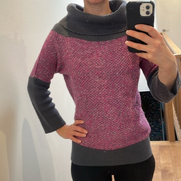 Pink Martini knit turtleneck sweater pullover pink gray 7/8 sleeves size M - Picture 8 of 11